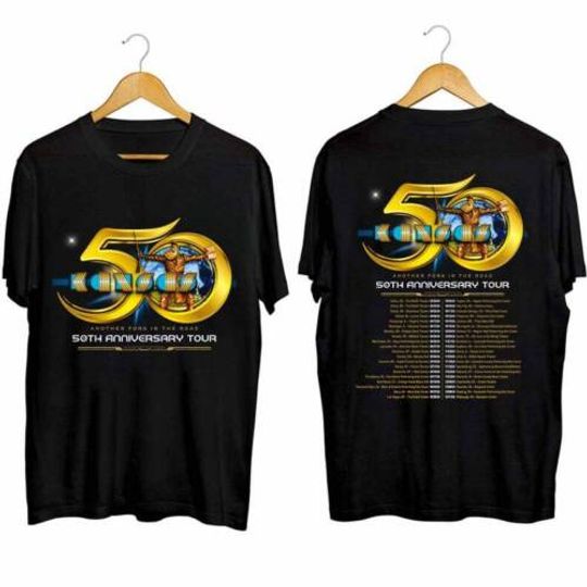 Kansas 50th Anniversary Tour Shirt, Kansas Band Fan Shirt, Kansas 2024 Concert | Double-sided Cotton Printed T-shirt | Music Concert Outfit