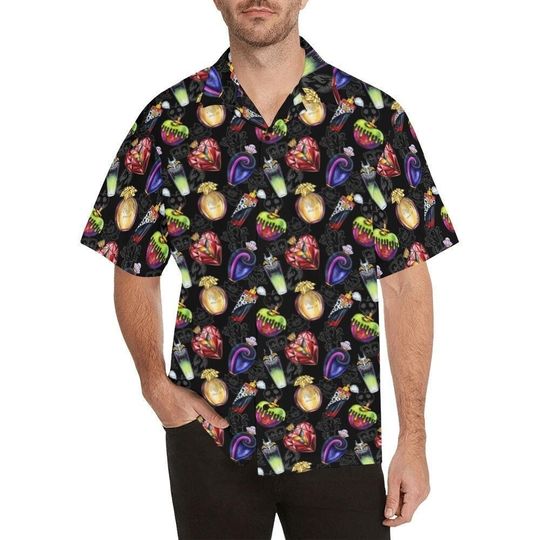 Villains Poison Perfume Hawaiian, Mens Short Sleeve Button Up Shirt, Hawaiian For Men, Women and Kids