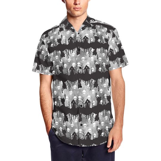 Jack Skellington Hawaiian, Mens Short Sleeve Button Up Shirt, Hawaiian For Men, Women and Kids