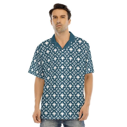 Moroccan Mickey Blue Hawaiian, Mens Short Sleeve Button Up Shirt, Hawaiian For Men, Women and Kids