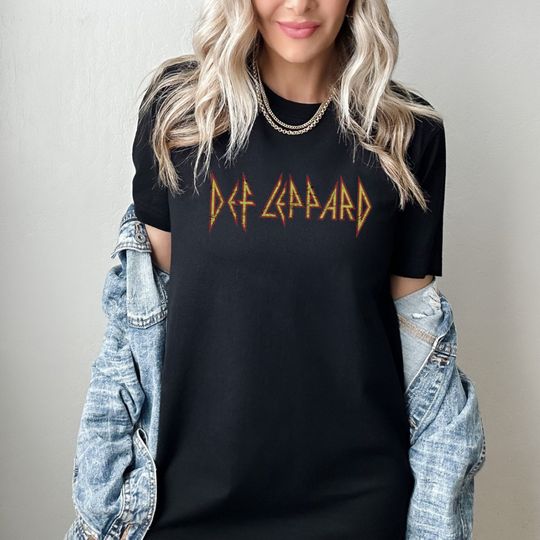 DEF LEPPARD Logo T-shirt Shirt Tshirt Band Tee  Unisex short sleeves heavy cotton t-shirt, Multiple colors full size S-5XL