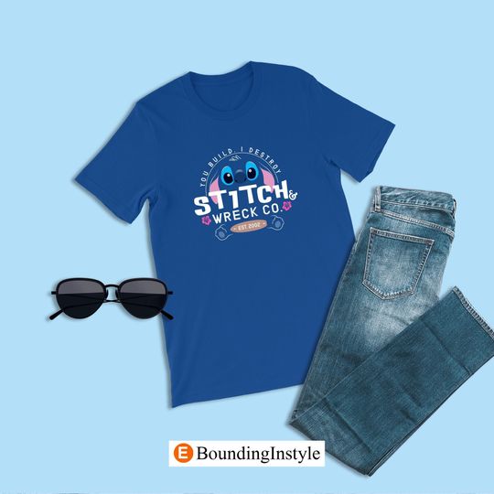 Lilo & Stitch Logo Shirt, Stitch Wreck Co EST 2002, Stitch Experiment 62 Shirt, Disney Shirt, Casual Cotton Summer Short Sleeved Shirt, Disney Men Clothing for Men, Women and Kids