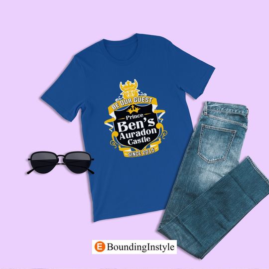 Ben Descendants Logo Shirt, Prince Ben Auradon Castle Since 2015, Son of Belle and Beast Shirt, Disney Shirt, Casual Cotton Summer Short Sleeved Shirt, Disney Men Clothing for Men, Women and Kids