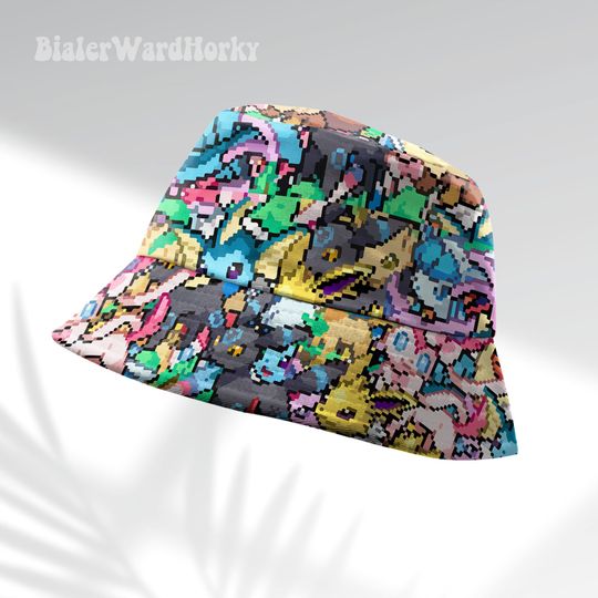 Eevee Evolution Stacked Bucket Hat, Funny Evolution Bucket, Cute Hat, Anime Bucket, Evolution Gifts