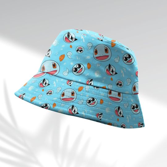 Squirtle Bucket Hat, Water Type Shirt, Beach Hat, Anime Bucket, Squirtle Squad Hat Gifts