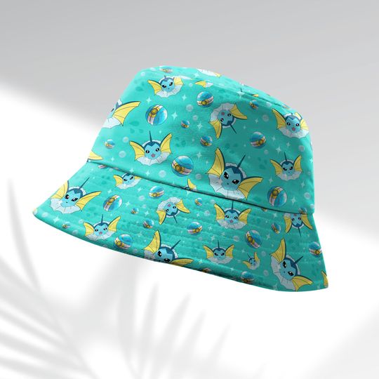 Vaporeon Bucket Hat, Water Type Shirt, Beach Hat, Eevee Evolution, Anime Bucket, Vaporeon Gifts