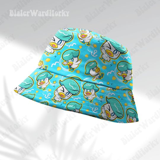 Quaxly Summer Splash Bucket Hat, Water Type Funny Beach Hat, Anime Bucket, Quaxly Hat Gifts