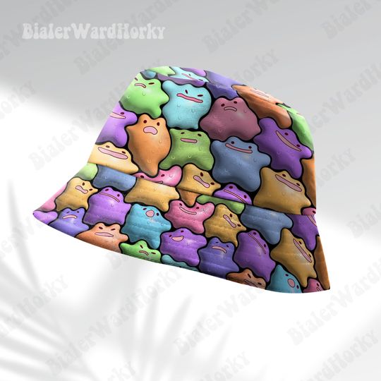 Ditto Delight 3D Bucket Hat, Cute Bucket, Colorful, Anime Bucket, Ditto Hat Gifts