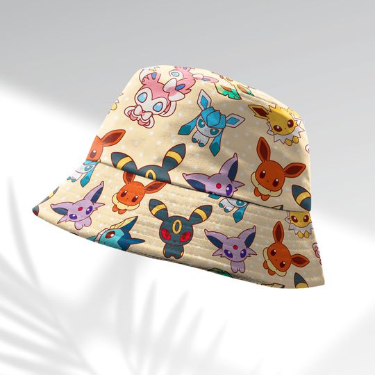 Eevee Evolution Bucket Hat, Evolution Bucket, Cute Hat, Anime Bucket, Eevee Gifts