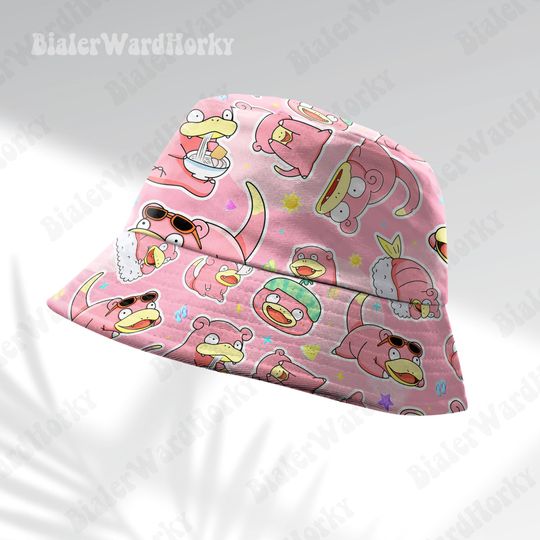 Slowpoke Foodie Fun Bucket Hat, Funny Water Type Beach Hat, Anime Bucket, Slowpoke Hat Gifts