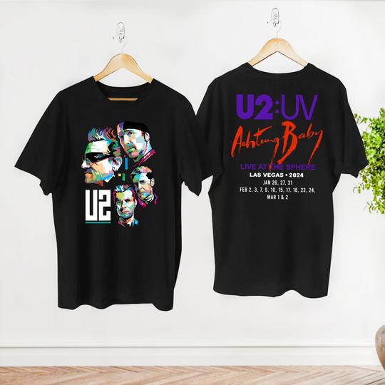 U2 Band T Shirt, Concert 2024 Shirt,  Achtung Baby Live At Sphere Classic Rock Tour 2024 Merch, Vitntage Music Cotton Shirt, Gift For Fan