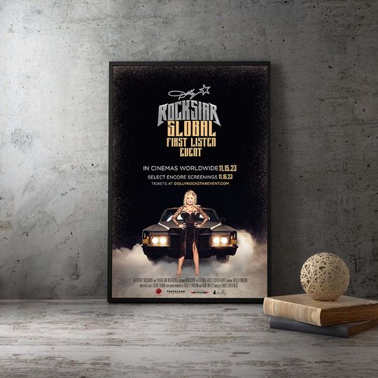 Dolly Parton Rockstar Global First Listen Event  2023 Movie Poster,Unframed Home Decor Canvas Print,Christmas Gift
