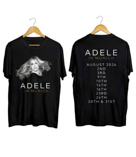 Adele In Munich August 2024 Music Tour Black T-Shirt | 2024 Music Tour Cotton Shirt | Gift Fans