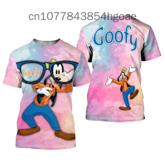 2024 Disney Goofy Dog T-shirt, Men Women Short Sleeve Casual Style 3D Print T Shirt, Summer Streetwear Tee Tops Cartoon T-shirts