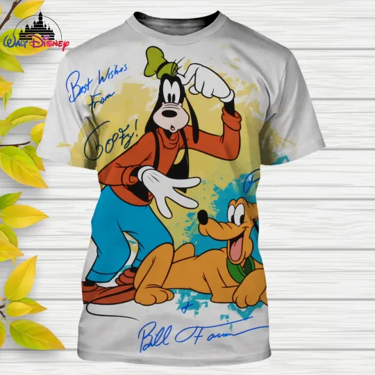 2024 Disney Goofy Dog T-shirt, Men Women Short Sleeve Casual Style 3D Print T Shirt, Summer Streetwear Tee Tops Cartoon T-shirt