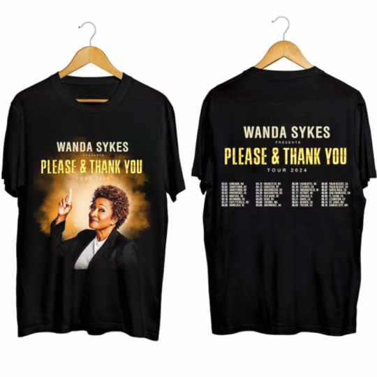 Wanda Sykes Please &Thank You! 2024 Tour Black T-Shirt , 2024 Music Tour Cotton Shirt, Gift Fans Music All Size