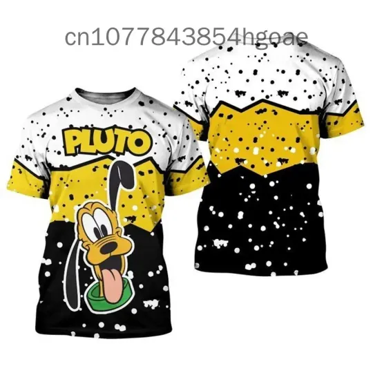 2024 New Pluto Dog Cartoon T-shirt, Disney Men Women Short Sleeve Casual Style 3D Print Summer Casual Streetwear Tee Tops