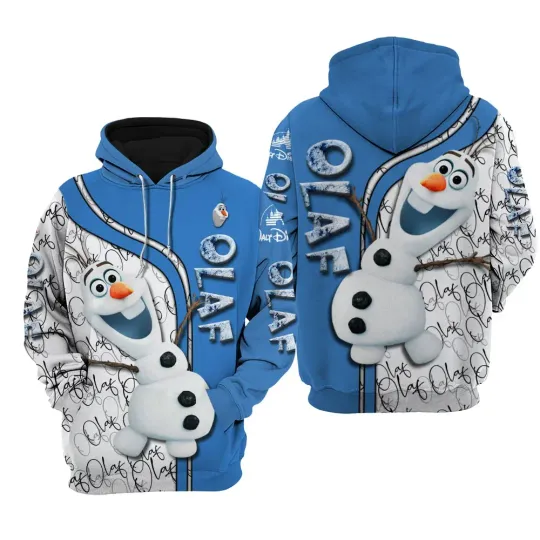 2024 Disney Frozen Olaf 3D Print Hoodie, Men's Women's Casual, Hoodie Harajuku Streetwear Kids Pullover Hoodie