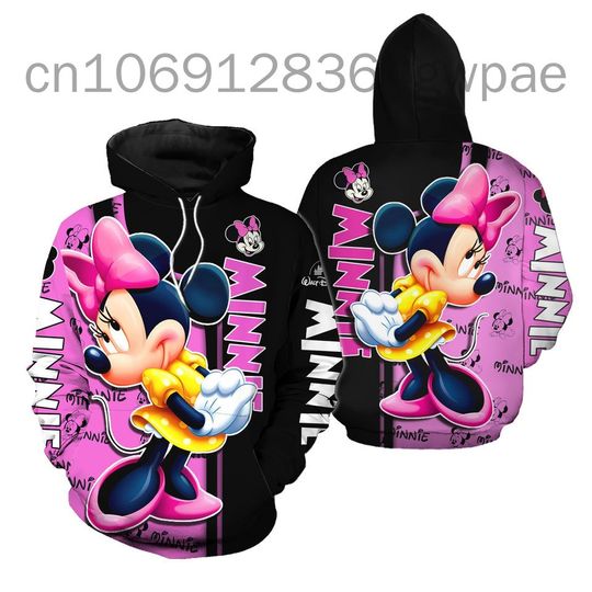 2024 Disney Minnie Mouse Fashion Men's Women's 3D Print Hoodie, Top Street Style Hoodie Casual Hoodie Harajuku Streetwear