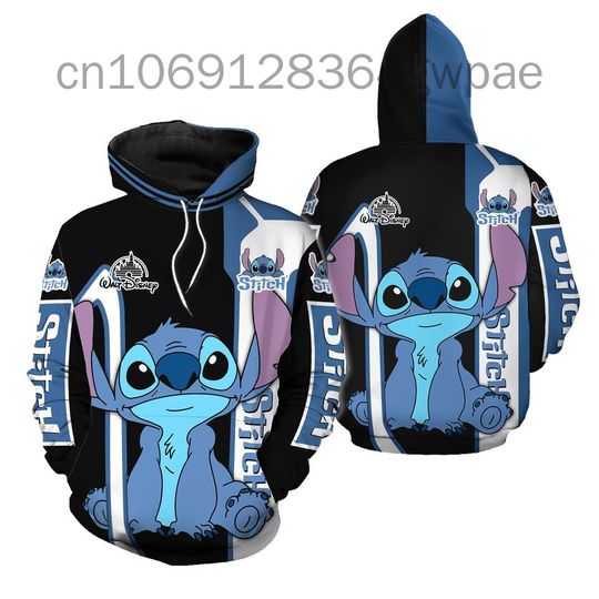 2024 Disney Lilo Stitch 3D Pullover Hoodies, Long Sleeve Sweatshirt Boys Girls Men Women Clothes Parent-child Cartoon Tops Coat