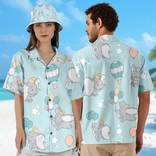 Dumbo With Balloon Hawaii Shirt, Dumbo Button Up Shirt Holiday, Cartoon Movie Hawaiian Shirt, Magic World 3D All Over Print Shirt