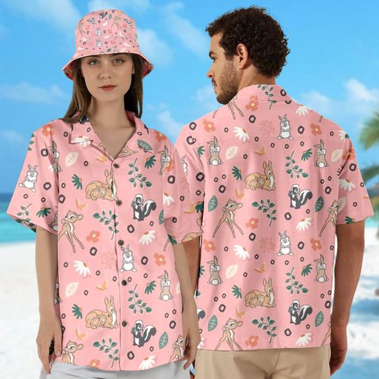 Bambi And Friends Hawaii Shirt, Bambi Movie Button Up Shirt Holiday, Characters Hawaiian Shirt Gift, Chibi Bambi 3D All Over Print Shirt