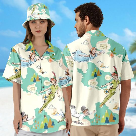 Peter Pan And Wendy Hawaii Shirt, Fairy And Friends Button Up Shirt, Peter Pan Hawaiian Shirt Gift, Cartoon 3D All Over Print Shirt