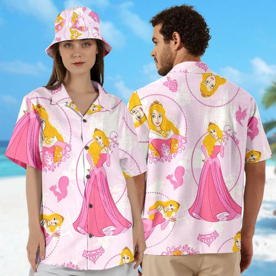 Sleeping Beauty Hawaii Shirt, Aurora Princess Button Up Shirt, Princess Hawaiian Shirt, Funny Shirt Gift, Princess 3D All Over Print Shirt