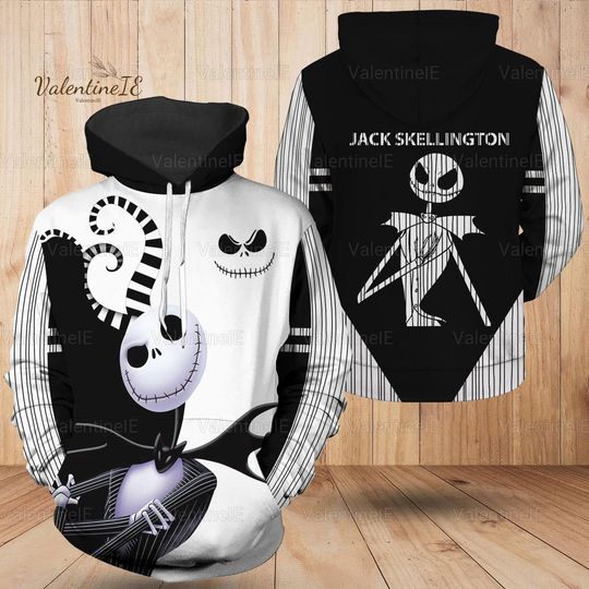 Jack Skellington Hoodie, Jack Skellington Shirt, Nightmare Before Christmas Hoodie, Skellington 3D Hoodie
