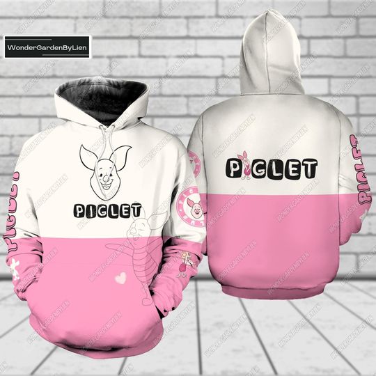 Piglet 3D Hoodie, Winnie Pooh Hoodie, Magic Kingdom Shirt, Disney Cartoon Hoodie For Men Women
