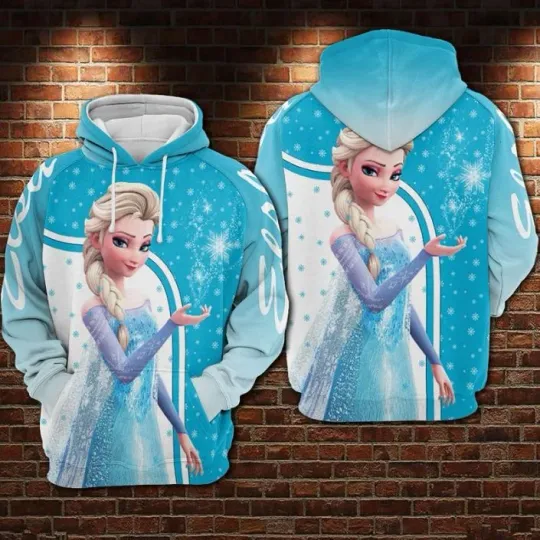 2024 Disney Princess Elsa Frozen 3D Hoodie, Men's Women's Hoodie, Fashion Oversized Hoodie