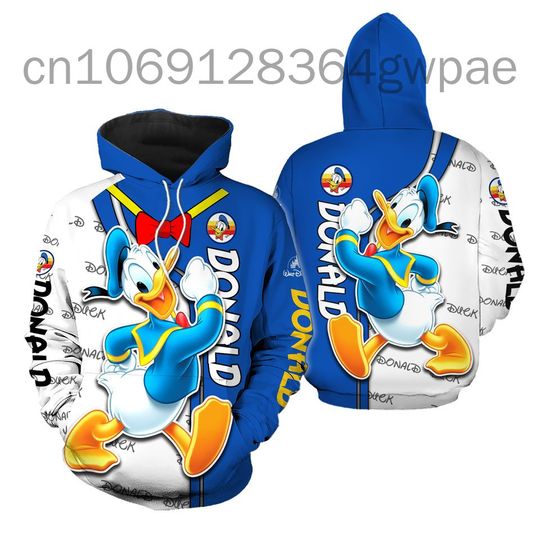 2024 Disney Donald Duck 3D Hoodie, Fashion Casual 3D Hoodie, Autumn and Winter Thickened Hoodie, Donald 3D Hoodie