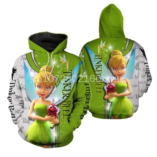 2024 Disney Beauty Tinker Bell Peter Pan 3D Hoodie, Men's Women Casual Sports Hoodie, Fashion Oversized Hoodie