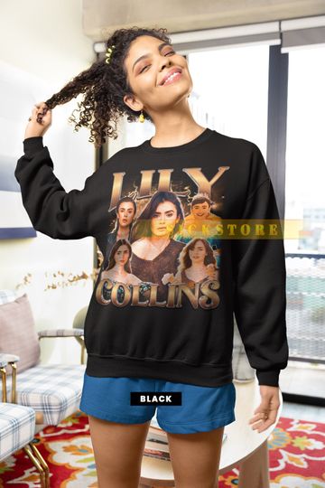 LILY COLLINS Vintage Sweatshirt, Lily Collins Homage Shirt, Lily Collins Fan, Lily Collins Retro 90s Shirt, Lily Collins Film Merch Gift
