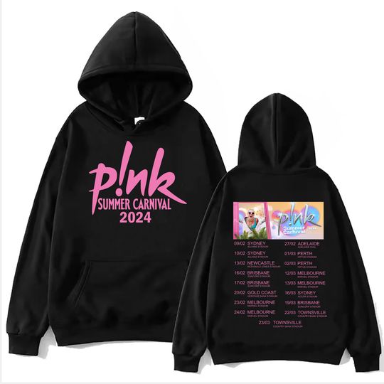Pink Singer Summer Carnival 2024 Hoodie, Pink 2024 Shirt, Harajuku Hip Hop Pullover Tops Hoodie P!nk Music Fans Gift