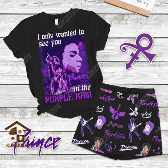 Prince Purple Pajamas Set, Pur Rain Shirt, Prince Purple Shorts, Pur Rain Shirt, Prince Workout Shorts, Prince Summer Shorts