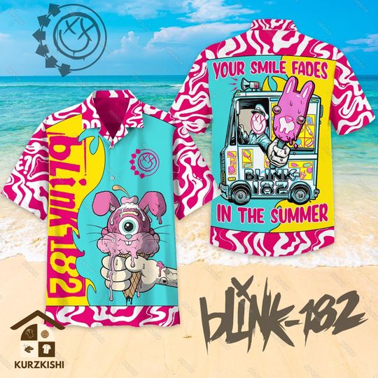 B182 Band Shirt, B182 Hawaii Shirt, B182 Button Shirt, Button Down Shirt, B182 Rock Shirt, B182 Summer Shirt