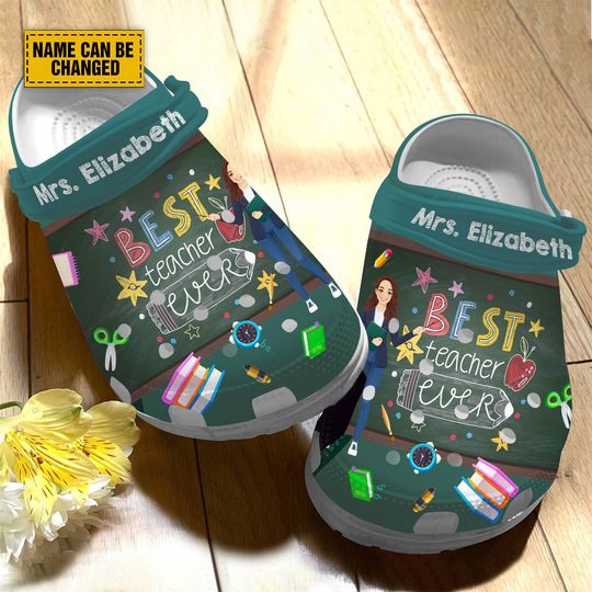 Teesdily Customized Best Teacher Ever Clogs Shoes, Back To School Adult Backstrap Clog, First Day Of School Kid Clogs, School Teacher Gifts