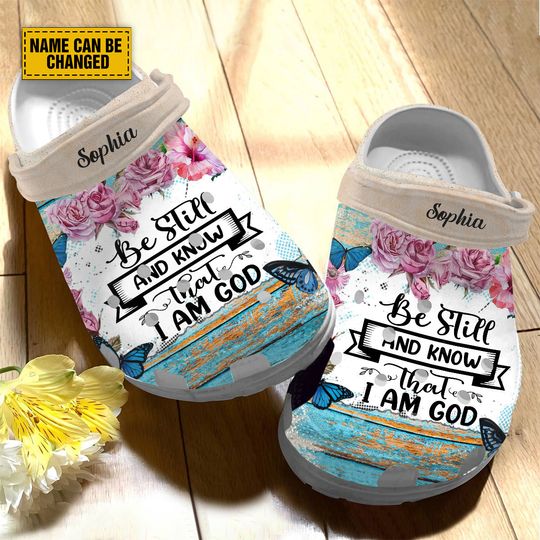 Teesdily Customized Rose Butterfly Cardinal Unisex Clogs, Be Still And Know That I Am God Backstrap Clog, Floral Christian Clogs, Mom Gifts