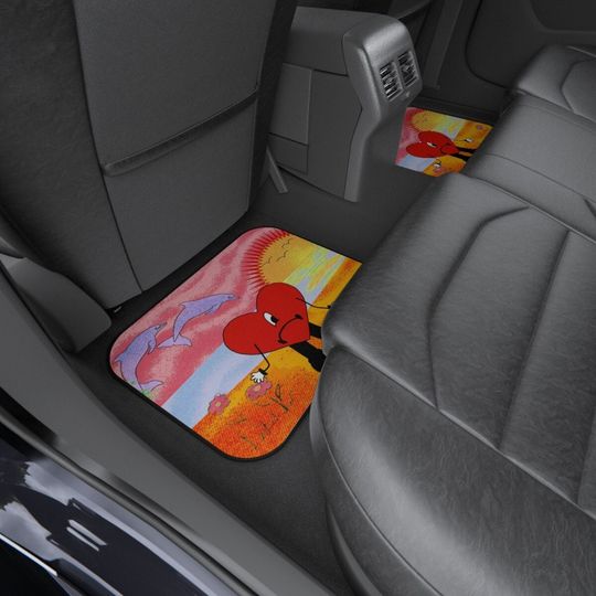 Bad Bunny Floor Car Mats, Music Lover Car Floor Mats, Multipurpose Easy to Clean Mats, Anti-Slip Mats