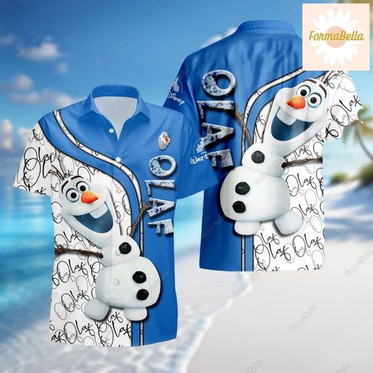 Frozen Olaf Hawaiian Shirt, Olaf Button Shirt, Hawaiian Shirt Men, Short Sleeve Shirt, Disney Vacation Shirt, Frozen Vacation Shirt