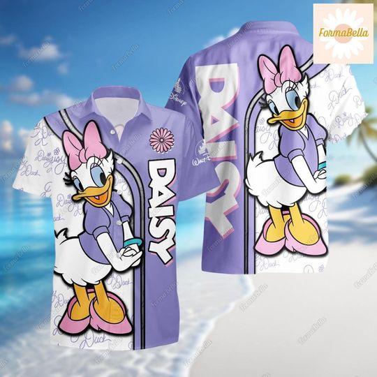 Daisy Duck Hawaiian Shirt, Daisy Duck Button Shirt, Disney Daisy Shirt, Summer Beach Shirt, Daisy Duck Vacation Shirt, Hawaii Shirt