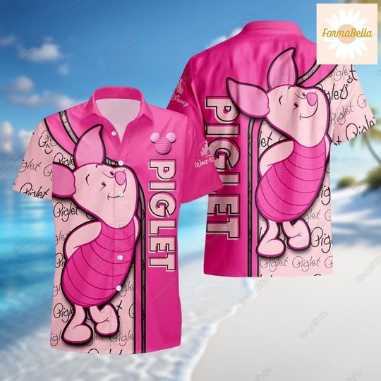 Piglet Hawaiian Shirt, Piglet Button Shirt, Disney Piglet Summer Shirt, Winnie The Pooh Shirt, Button Up Shirt, Disney Vacation Shirt