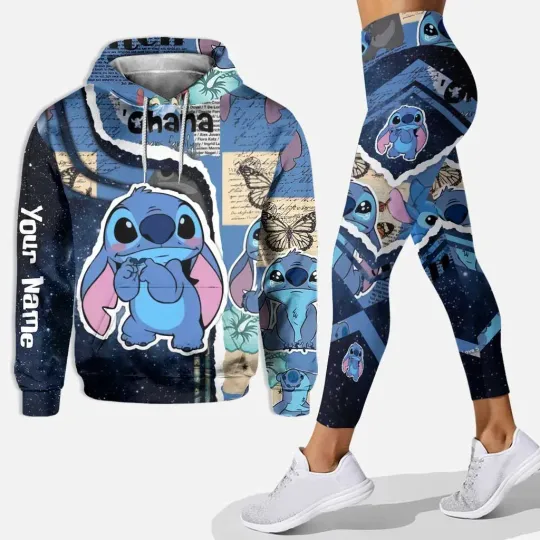 Disney Stitch 3D Hoodie, Women's Hoodie Set, Stitch Yoga Pants, Sweatpants, Women's Disney Yoga Hoodie Leggings, Fashion Tracksuit
