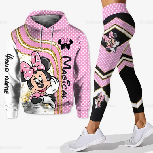 Disney Minnie 3D Hoodie, Women's Hoodie Set, Mickey Yoga Pants, Sweatpants, Women's Disney Yoga Hoodie Leggings, Fashion Tracksuit