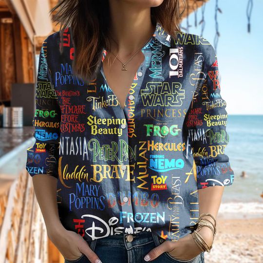 Mickey Mouse Women Blouses Shirt, Toy Story Casual Shirt, Princess Women's Blouses, Cartoon Gift For Women, Magic Kingdom T-Shirt