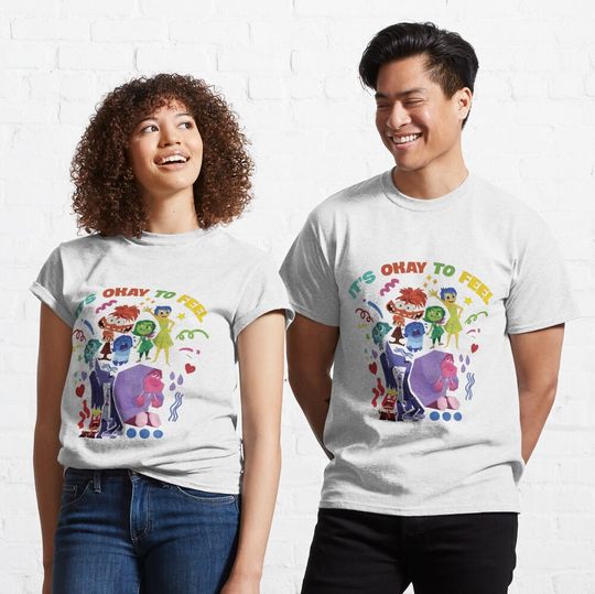 It's Okay To Feel All The Feels Inside Out 2 Classic T-Shirt, Disney Inside Out Classic T-Shirt, Disney Clothing for Men, Women and Kids, Casual Summer Short Sleeved Shirt