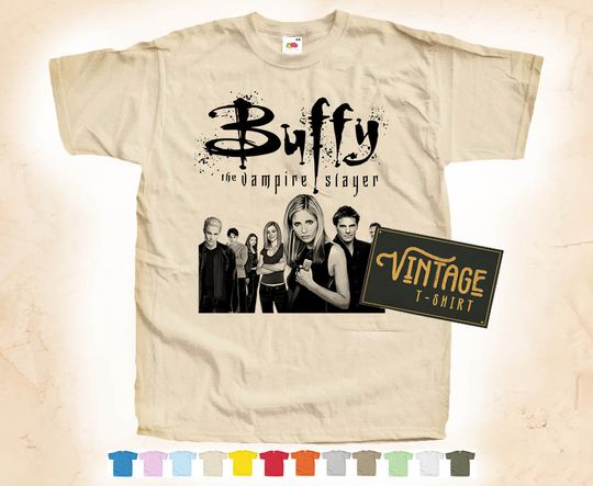Black Print: BUFFY The Vampire Slayer V1 T-shirt | Short Sleeve Cotton Shirt | Vintage Shirt | Summer Casual For Unisex