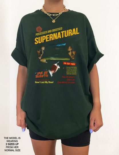 SUPERNATURAL Winchester brothers retro Shirt, Sam And Dean Winchester Supernatural, Vintage 90s Cotton Short Sleeve Shirt