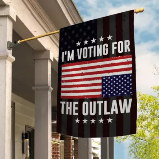 I'm Voting For The Outlaw America Patriotic Trump 2024 Pro Trump Flag, US Election 2024, Political, Home and Living